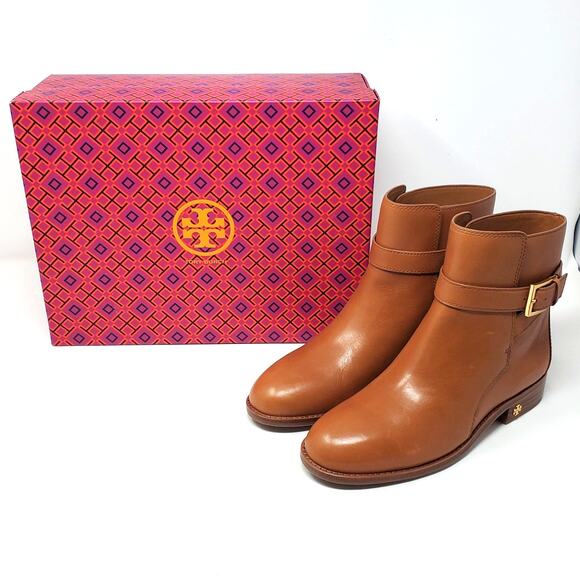 Tory Burch Brooke Ankle Bootie Boots Calf Leather Tan Brown 52660 Size US 7 M - Picture 2 of 10